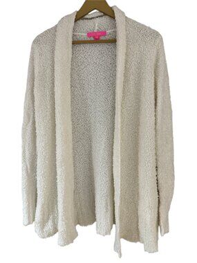 Lilly Pulitzer Open Front Cardigan Cream Cozy Knit Soft Boucle Sweater